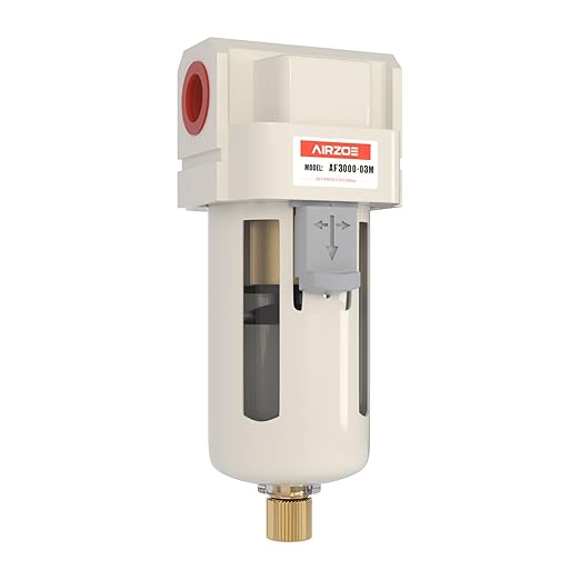 AIRZOE 3/8" NPT Air Dryer for Compressor - Air Compressor Water Separator AF3000-03, Manual Drain,5 Micron Brass Element, Poly Bowl