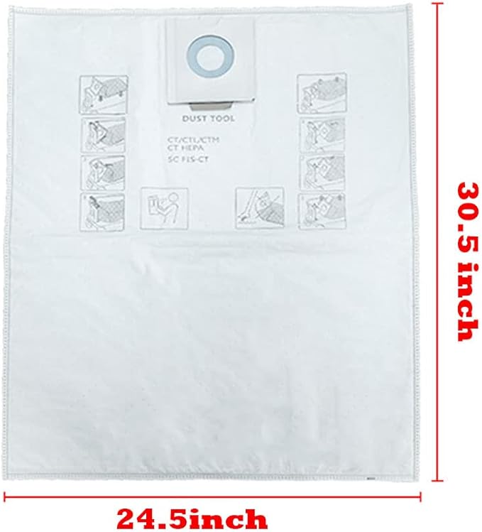 5-PSCK 496186 SELFCLEAN Filter Bag for Festool CT 36, Festool 577084 CT 36 E, Festool 576760 CT 36 AC Dust Extractor,for Festool 75038 75037 Vacuum Dust Collection Bags