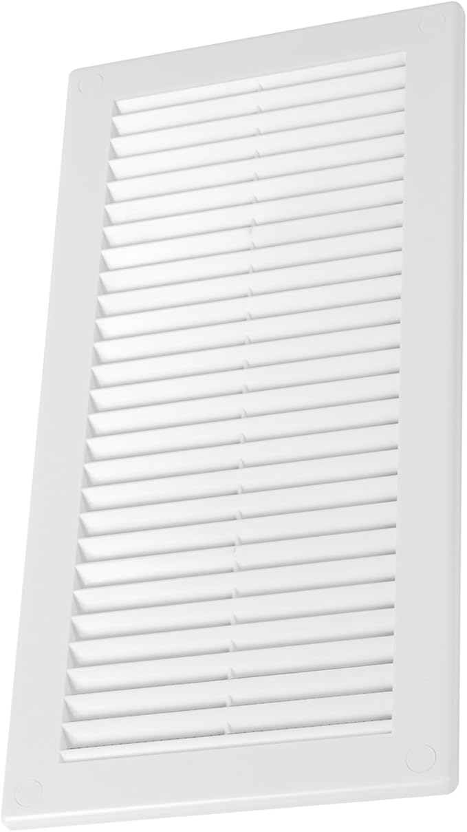 Vent Systems 4" x 11" (Opening Dimensions) White Plastic Soffit Vent Cover - Durable Flat Rectangular Air Vent Grille with Mesh Screen - Weather Ventilation Grill Wall & Ceiling Indoor & Outdoor