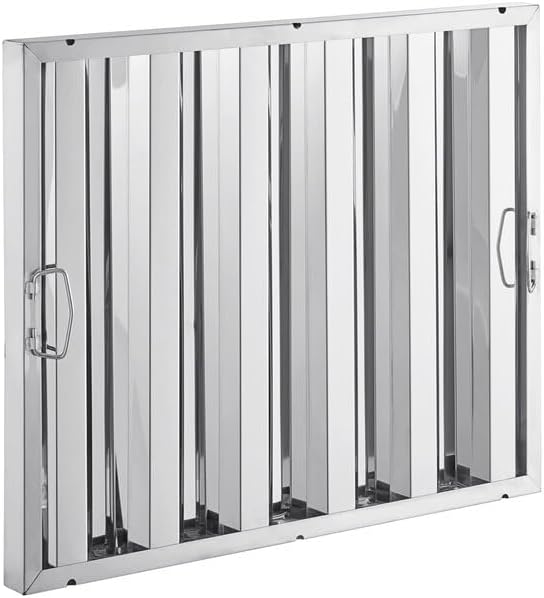 25" x 20" Stainless Steel Commercial Hood Filter – Dishwasher Safe, Welded Baffle Grease Trap with Drop Handles – Easy Installation & Durable Grease Fire Prevention Filter