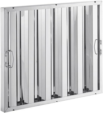 25" x 20" Stainless Steel Commercial Hood Filter – Dishwasher Safe, Welded Baffle Grease Trap with Drop Handles – Easy Installation & Durable Grease Fire Prevention Filter