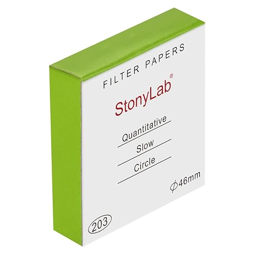 stonylab Quantitative Filter Paper, 100 Pack Slow Flow Rate Cellulose Filter Paper Circles with 10 Micron Particle Retention, 46 mm Diameter