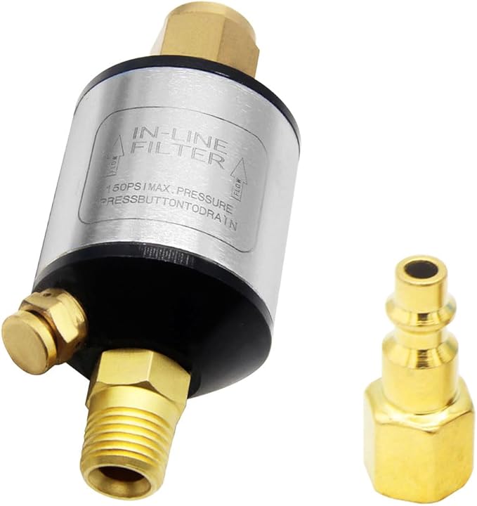 Oil Water Separator for Air Line, 1/4 Inch NPT Inlet and Outlet, Air Compressor Water Separator Filter, Water Separator For Air Compressor Line Dryer 150 PSI (1Pc)