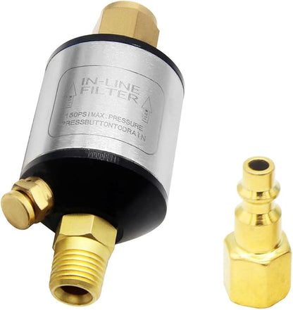 Oil Water Separator for Air Line, 1/4 Inch NPT Inlet and Outlet, Air Compressor Water Separator Filter, Water Separator For Air Compressor Line Dryer 150 PSI (1Pc)