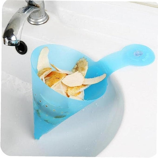 1pc Sink Food Waste Drain Filter Foldable Sink Self-Standing Anti-Blocking Funnel Drain for Leftovers Sorting Random Color