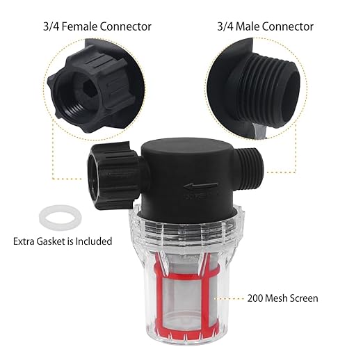 GIEX 200 Mesh Garden Hose Filter with Quick Connect, 3/4" GHT Thread Sediment Trap for Irrigation, Drip System, Misting, Greenhouse & Pressure Washer