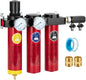 NANPU Z Series 3-Stage Air Filtration System - Sintered, Fine, & Charcoal Filters, 3/8" NPT Inlet, 1/4" NPT Outlet Module, 0-230 psi Gauge, 127 CFM @ 6 bar, Metal Housing, Auto Drain