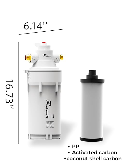 Inline Water Filter| Risewin 3-Stage Whole House Water Filter System with 4-Mode Valve 3-Min Change, No Shutdown, 8 GPM High Flow | Military-Grade Housing & Iron Removal for Well & City Water, RV