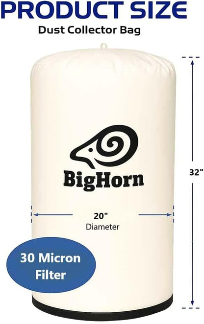 BIG HORN 11766 20 Inch Dia 30 Micron Dust Filter Bag 20 Inch x 32 Inch Long Replaces OEM# A04526, A04496, 708698