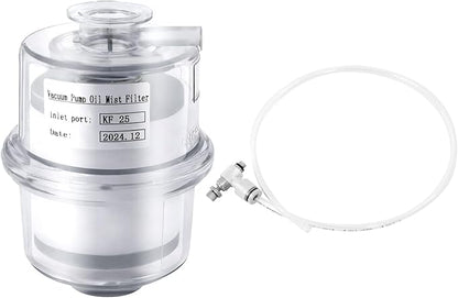 95% Efficiency Oil Mist Filter, Vacuum Pump Filter with KF25 Flange & Drain Pipe, for Pumps ≤2.11Gal/s