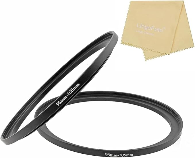 Metal Step Up Ring, 95mm to 105mm 95-105mm Step Rings 2 Pieces Step-Up Lens Adapter Ring for Canon Nikon Sony Camera Lens LingoFoto