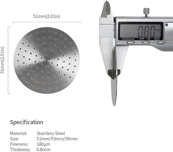 watchget 51 Espresso Puck Screen - 0.8mm Thickness Espresso Screen Double-layer Lower Shower Screen with Magnetic Nail - Metal Reusable Filter for 51mm Protafilter Basket Stainless Steel Coffee Filter