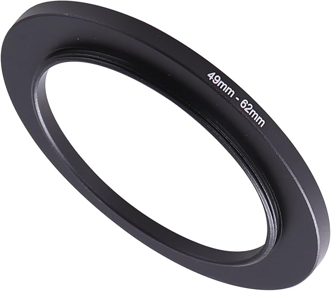 49-62mm Step-Up Ring Adapter, 49mm to 62mm Step Up Filter Ring for 49mm Lens Mount 62mm for DSLR Lenses and ND UV CPL IR Filters （49-62mm）