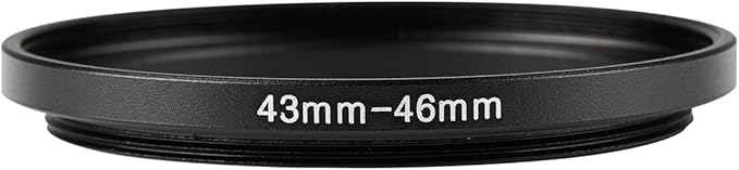 43-46mm Metal Step-Up Ring Adapter Compatible with Mirrorless Cameras DSLR Lens, UV CPL ND Filter Thread Converter, Black