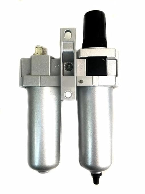 FRL724NA 1/2" Air Moisture Filter Regulator Oiler Separator Lubricator Combo Auto Drain- for Compressed Air Treatment- Particulate Filter Combo- 140 CFM Flow Rate 250 PSI Input, 175 PSI Output 5.1 oz