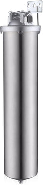 Amwater NSF/ANSI 42 Certi Stainless Steel Jumbo Size Filter Housing for 20" Filter Cartridge, 1" NPT Water Filter Housing, Drain Valve Style C (Square Head)