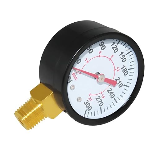 Joywayus Pressure Gauge 0 to 300 PSI Brass 1/4" Male NPT Thread Lower Mount, Multiple Function