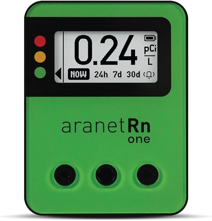 Radon One – Fast Home Radon Detector with 10-Minute Response, E-Ink Display, Battery Powered, Portable Real-Time Radon Monitor for Basements & Indoor Air Monitoring (Green)