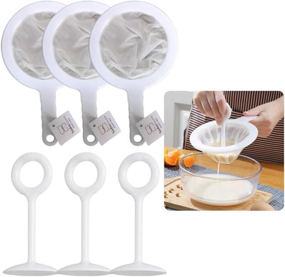 Kitchen Ultra-Fine Nylon Mesh Strainer I Filter Spoon Sieve For Soy Milk, Coffee, Milk, Yogurt, Juice, Enzymes, Honey, Wine, Rice Milk, Tofu brain