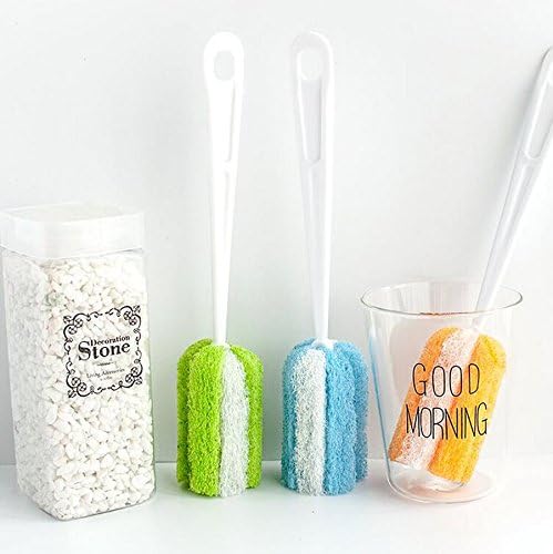 3PCS Soft Hanging Sponge Cleaning Brush Cleaner with Long Handle Cup Feeding Bottle Scrubber Washing Brushes for Coffee Glasses Pot Milk Cup Mugs Winebottle Baby Bottles(Color Random)