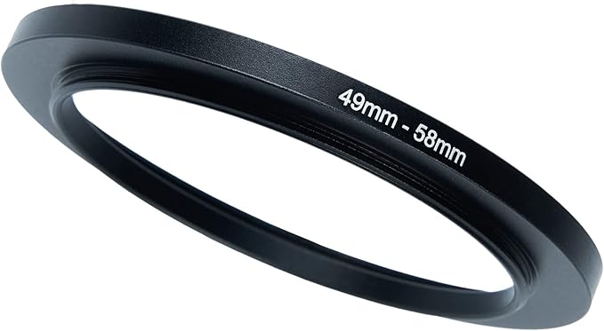 49mm to 58mm Step-Up Ring Filter Adapter for All Brands UV ND CPL Metal Ring Step-Up Rings Adapter Filter (49mm-58mm)