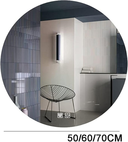 LED Illuminated Bathroom Mirror Round Wall Mirror with Touch/Dimmable/Demister Pad Makeup Mirror for Vanity Living Room Bedroom(Size:50CM) ()
