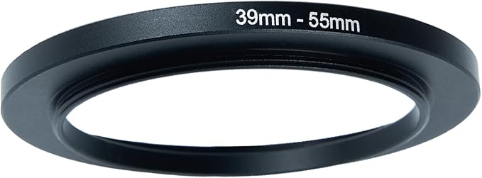 39mm Lens to 55mm Camera Lens Adapter 39mm to 55mm Step Up Ring Adapter Ring for All Brands of UV ND CPL, with Premium Lens Wiping Cloth 2 Pack (39mm-55mm)