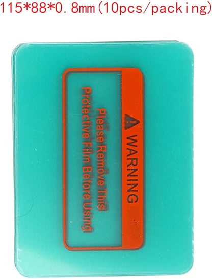 Welding Helmet Cover Lens Outside Protective Lens Filter Covers 115mmx88mmx0.8mm Replacement Lens Clear Cover Lens for Solar Auto Darkening Welding Helmet 10 PCS