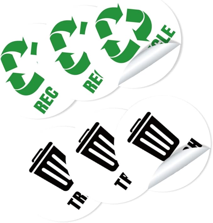 Removable Garbage Can Labels Waste Sorting Stickers Bathroom Trash Bin Combo Eco-Friendly Easy to Apply