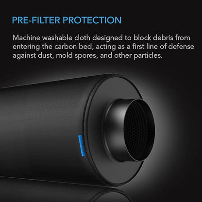 AC Infinity Pre-Filter Cloth 10”, Replacement Inline Filter Sleeve 2-Pack, Fits 10” Carbon Filters for Odor Control in Grow Tents, Indoor Gardening, Hydroponics