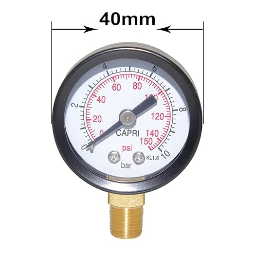 Joywayus Pressure Gauge 0 to 150 PSI Brass 1/8" Male NPT Thread Lower Mount, Multiple Function