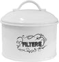 SOTECH Coffee Filter Holder Storage,White Basket Enamel Filter Jar Container in Rustic Farmhouse Distressed Enamelware Design Round for Counter(Metal Coffee Filter Jar)