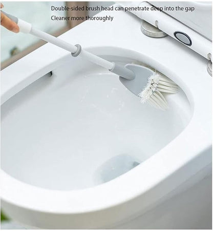 Plastic Toilet Brush，Toilet Bowl Scrubber,Toilet Brush Toilet Brushes and Brush Holders Double Bristles Quick Dry Deep Cleaning Add Long Handle