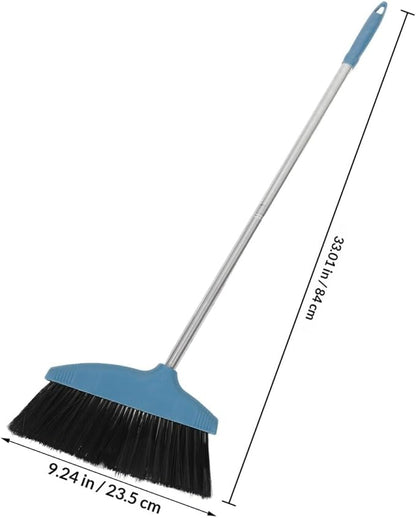 BESPORTBLE Soft Bristle Broom Dustpan Set Blue Floor Sweeping Broom Non-Stick Hair Design Home Kitchen Patio Garage Use