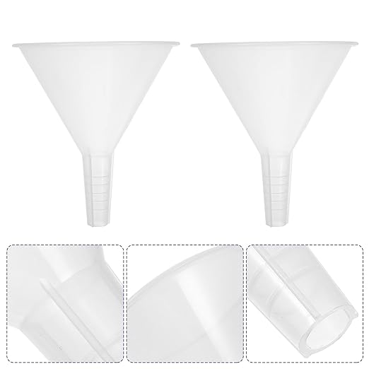Veemoon 5pcs 100mm Plastic Scientific Triangle Funnels, Laboratory Pp Filling and Filter Funnels for Precise Liquid Transfer and Experiment Use