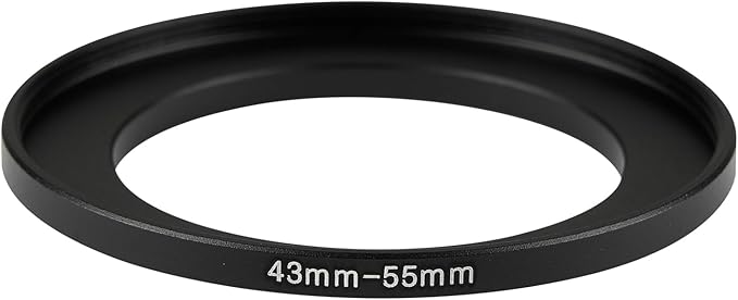 43-55mm Metal Step-Up Ring Adapter Compatible with Mirrorless Cameras DSLR Lens, UV CPL ND Filter Thread Converter, Black