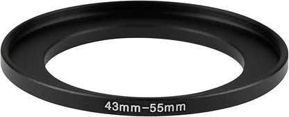 43-55mm Metal Step-Up Ring Adapter Compatible with Mirrorless Cameras DSLR Lens, UV CPL ND Filter Thread Converter, Black
