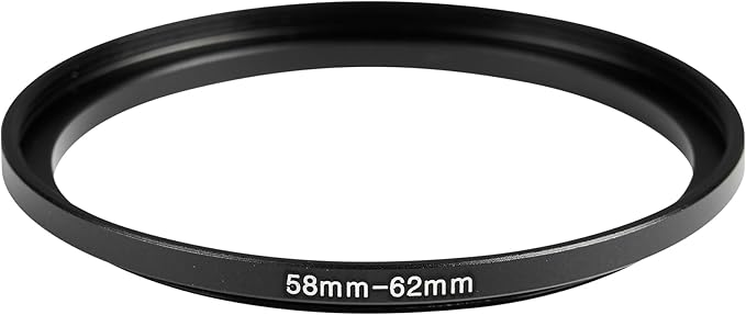 58-62mm Metal Step-Up/Down Ring Adapter Compatible with Mirrorless Cameras DSLR Lens, UV CPL ND Filter Thread Converter, Black