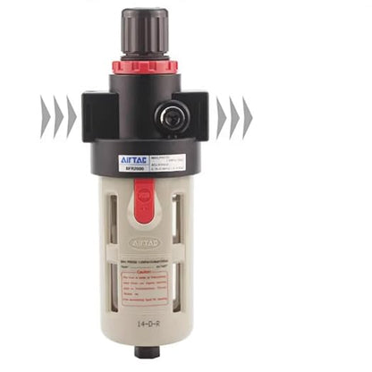 Compressed Air Pressure Filter Regulator Airtac BFR4000 1/2'' NPT 0-140 PSI Combo Piggybac Adjustable,Bracket,Gauge Semi-Auto Drain
