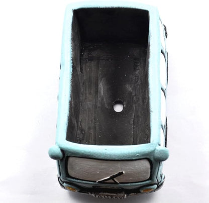 Green Bus Succulent Planter Pots, Small Plants Pot with Drainage Hole, Flower Pots Plant Containers for Home Indoor Outdoor Garden Decoration Pot