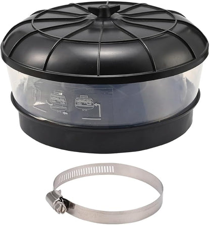 Universal Air Pre-Cleaner Assembly 4 Inch Intake Inlet Pre Filter Sand Rain Cup, with Pipe Clamp Hoop Clip Ring, Replacement Parts for Tractors, Excavators, Loaders