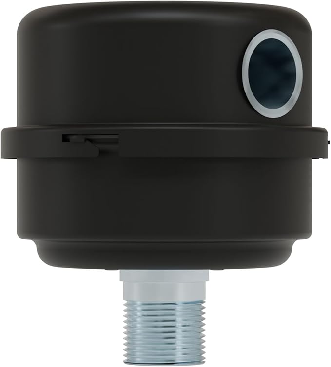 Solberg FS-10-050™ Inlet Compressor Air Filter Silencer, 1/2" MPT Outlet, 4-1/8" Height, 4-1/8" Diameter, 12 SCFM, Made in the USA