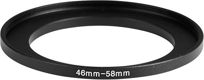 46-58mm Metal Step-Up Ring Adapter Compatible with Mirrorless Cameras DSLR Lens, UV CPL ND Filter Thread Converter, Black