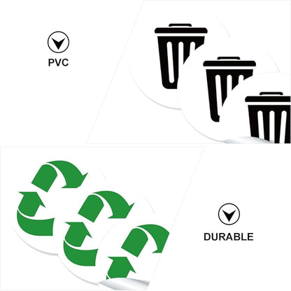 BESTOYARD 6-Pack Adhesive Garbage Classification Decals Waterproof Waste Sorting Stickers for Trash Can Organization