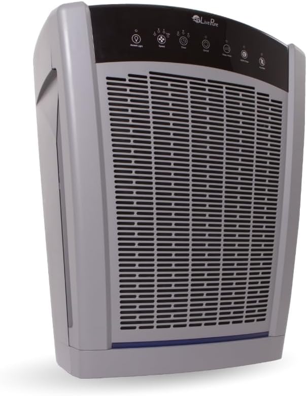 LivePure Bali Series Multi-Room Whole House Large Console Air Purifier, True HEPA Filter Captures Allergens, Smoke, Mold, Pollen, Dust Mites, Graphite