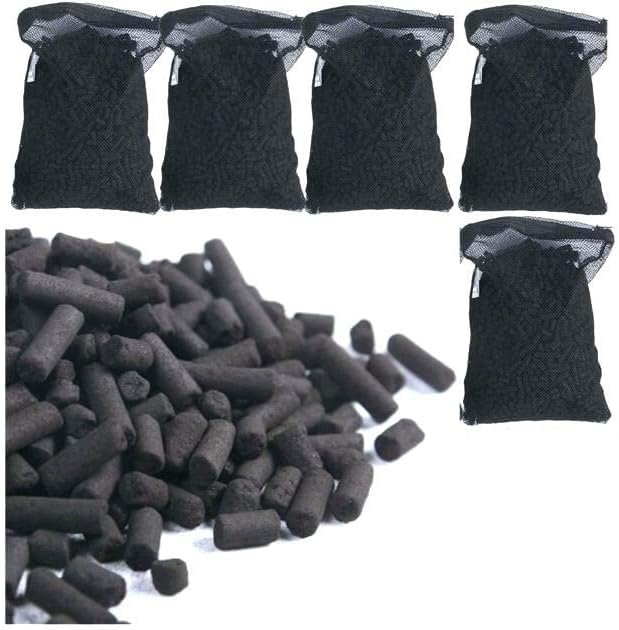 Wave Point Premium Activated Carbon Charcoal Pellets in Media Bag, 5/10 / 15/20 / 25/40 / 50 Pounds for Aquarium Fish Tank Koi Pond Reef Filter Media, 5 lbs per Bag - 25 lbs (5 Bags)