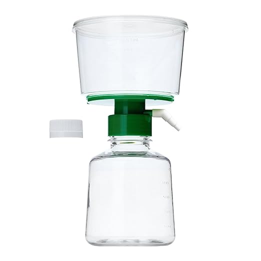 500ml Vacuum Filtration System, Disposable Sterile Vacuum Filter Units with PES Membrane, 0.22μm Pore Size, 90mm Diameter for Laboratory, Chemistry, Graduated, Individually Wrapped, Pack of 12