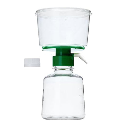 500ml Vacuum Filtration System, Disposable Sterile Vacuum Filter Units with PES Membrane, 0.22μm Pore Size, 90mm Diameter for Laboratory, Chemistry, Graduated, Individually Wrapped, Pack of 12
