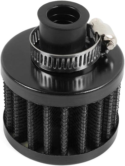 MUGE RACING 2Pcs Air Filter Cold Air Intake Filter Breather 12mm Valve Cover Breather Filter For Car and Motorcycle(Black)