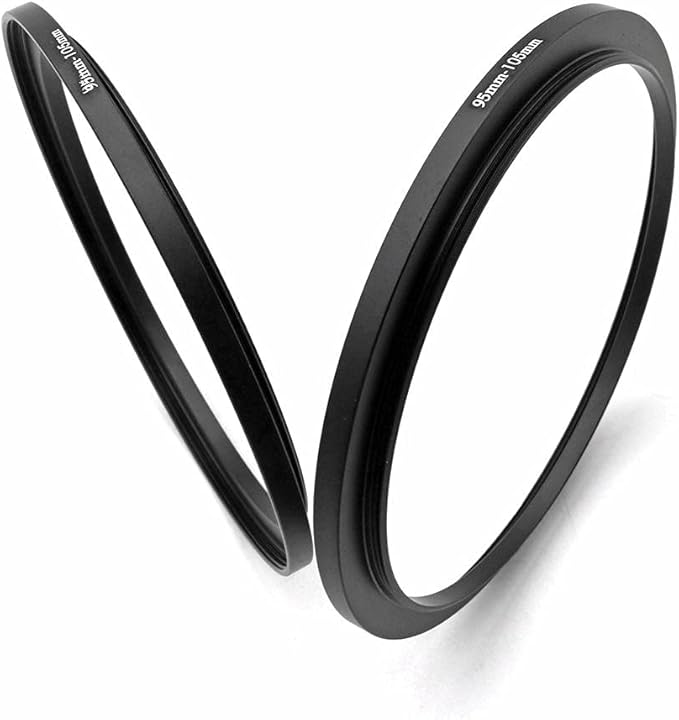 Metal Step Up Ring, 95mm to 105mm 95-105mm Step Rings 2 Pieces Step-Up Lens Adapter Ring for Canon Nikon Sony Camera Lens LingoFoto